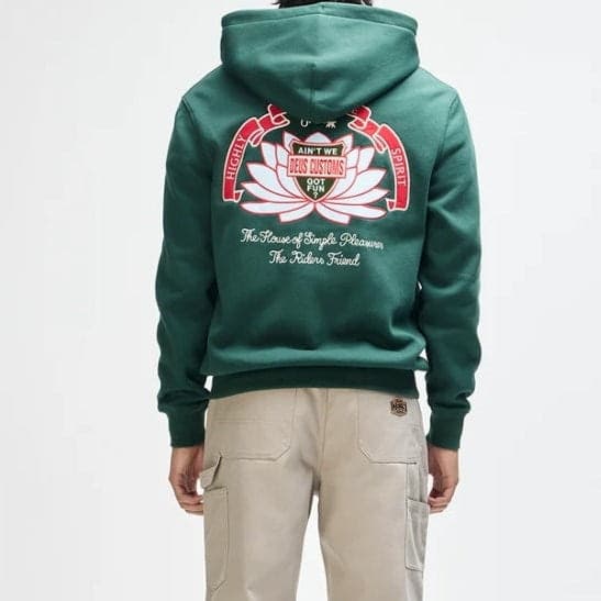 Felpa Deus Ex Machina Sacred Crest Zip  Green - 6