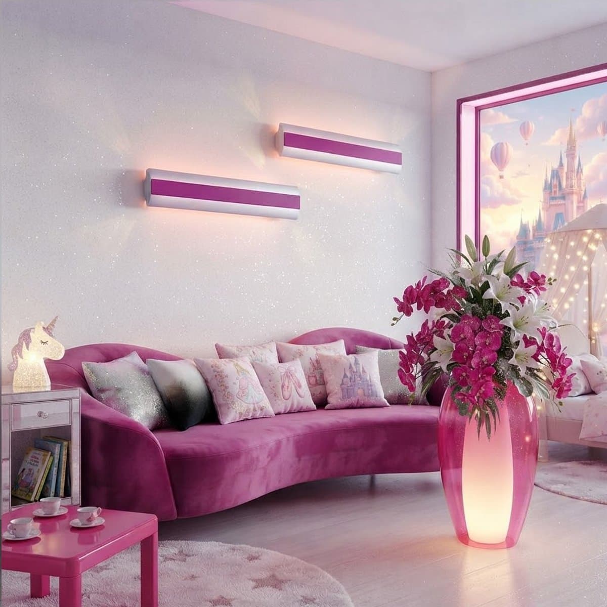 Applique moderna Promoluce DOUP A106 MA LED CCT 3717LM metallo magenta e metacrilato biemissione - 2