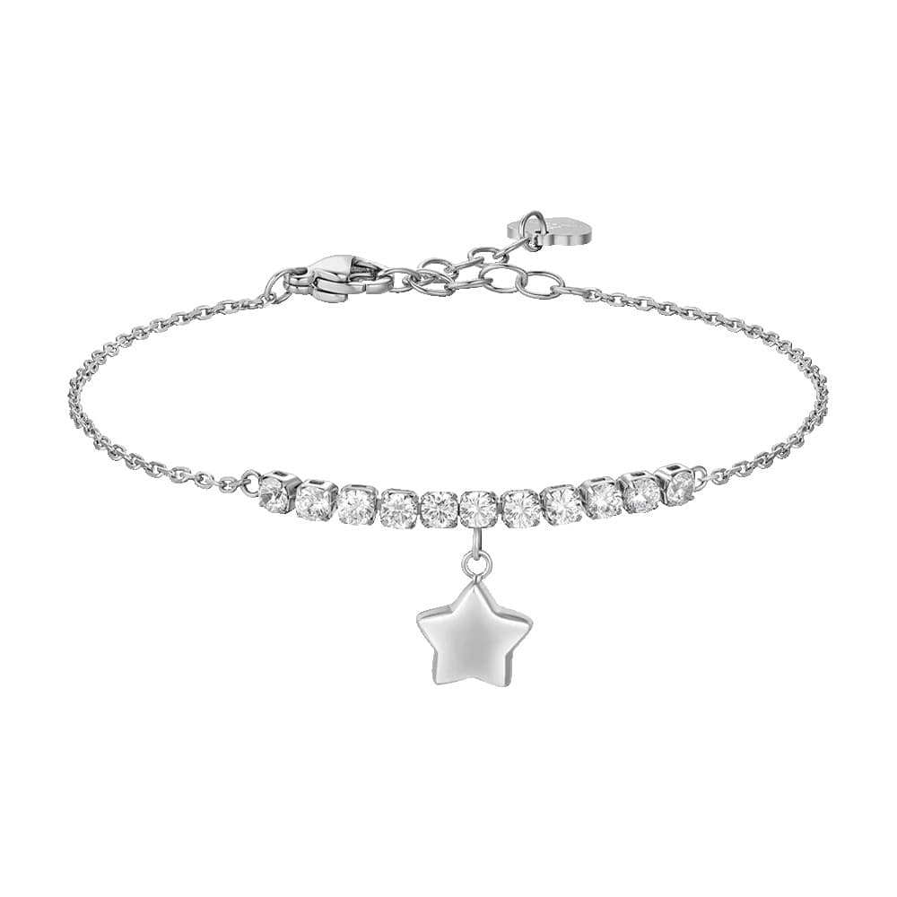 LUCA BARRA  -  BRACCIALE DONNA IN ACCIAIO CON STELLA E ZIRCONI BIANCHI