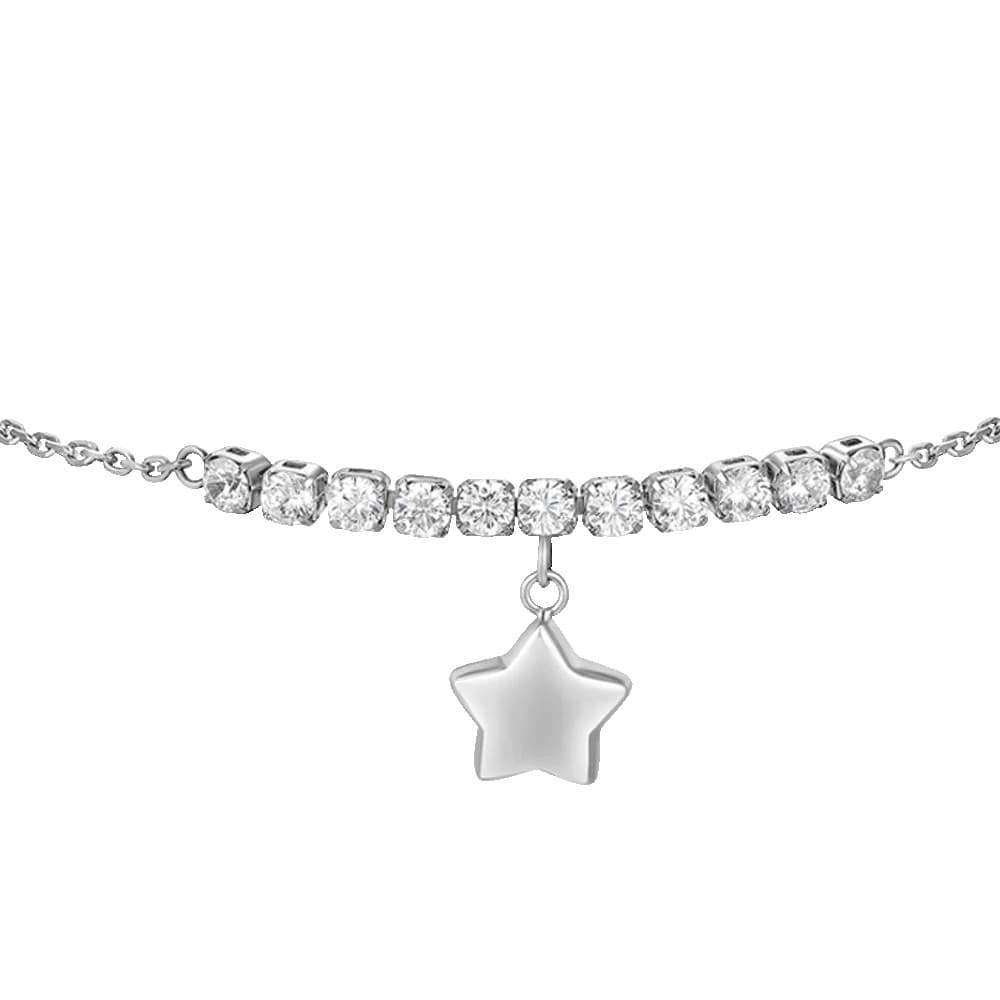 LUCA BARRA  -  BRACCIALE DONNA IN ACCIAIO CON STELLA E ZIRCONI BIANCHI - 2