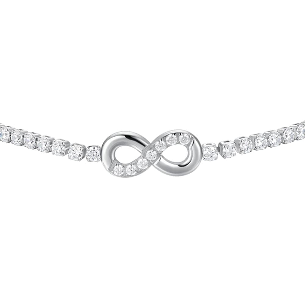 LUCA BARRA  - BRACCIALE TENNIS DONNA IN ACCIAIO CON INFINITO E PUNTI LUCE CON ZIRCONI BIANCHI - 2