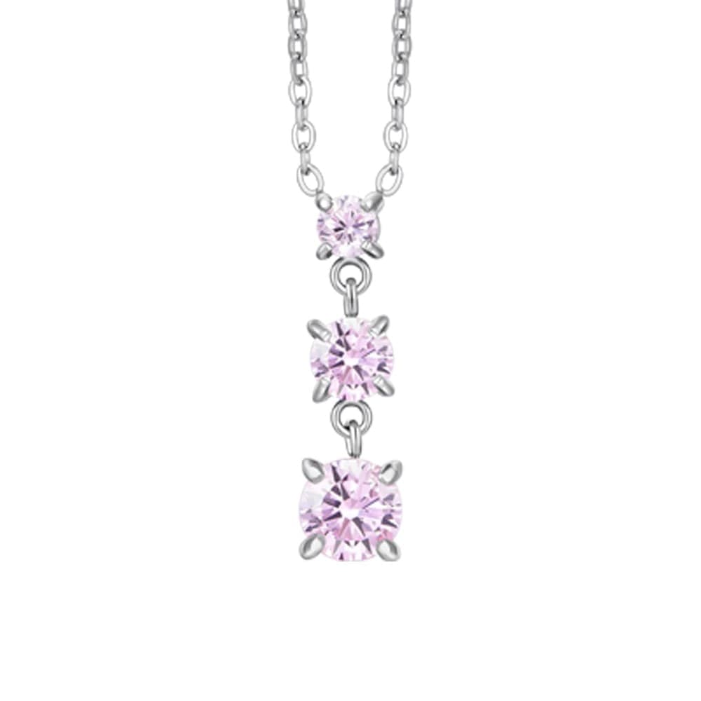 LUCA BARRA  - COLLANA DONNA IN ACCIAIO CON ZIRCONI ROSA - 2