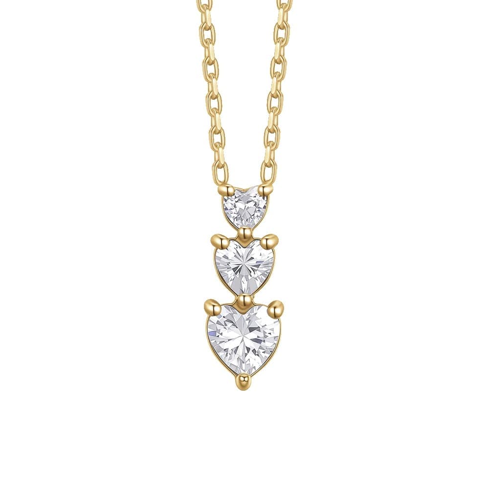 LUCA BARRA  -  COLLANA DONNA IN ACCIAIO IP GOLD CON CUORI CON ZIRCONI BIANCHI