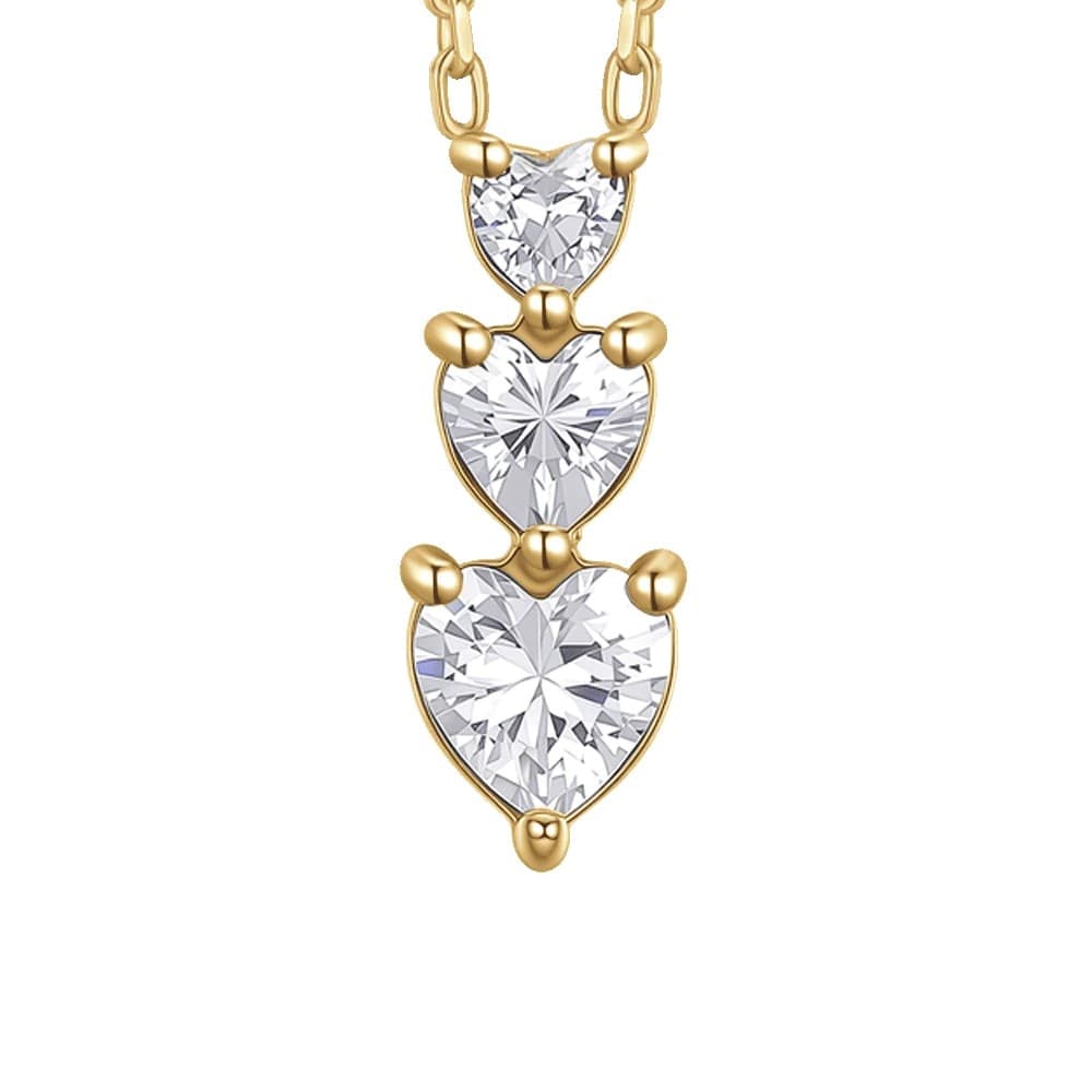 LUCA BARRA  -  COLLANA DONNA IN ACCIAIO IP GOLD CON CUORI CON ZIRCONI BIANCHI - 2