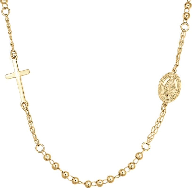 LUCA BARRA  -  COLLANA DONNA ROSARIO IN ACCIAIO IP GOLD - 2