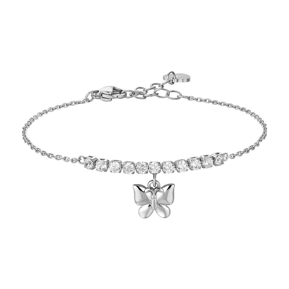 LUCA BARRA  -  BRACCIALE DONNA IN ACCIAIO CON FARFALLA E ZIRCONI BIANCHI - 2