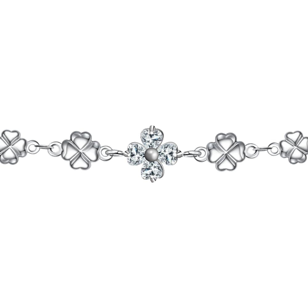 Luca Barra   -   BRACCIALE IN ACCIAO CON QUADRIFOGLI E ZIRCONI BIANCHI - 2