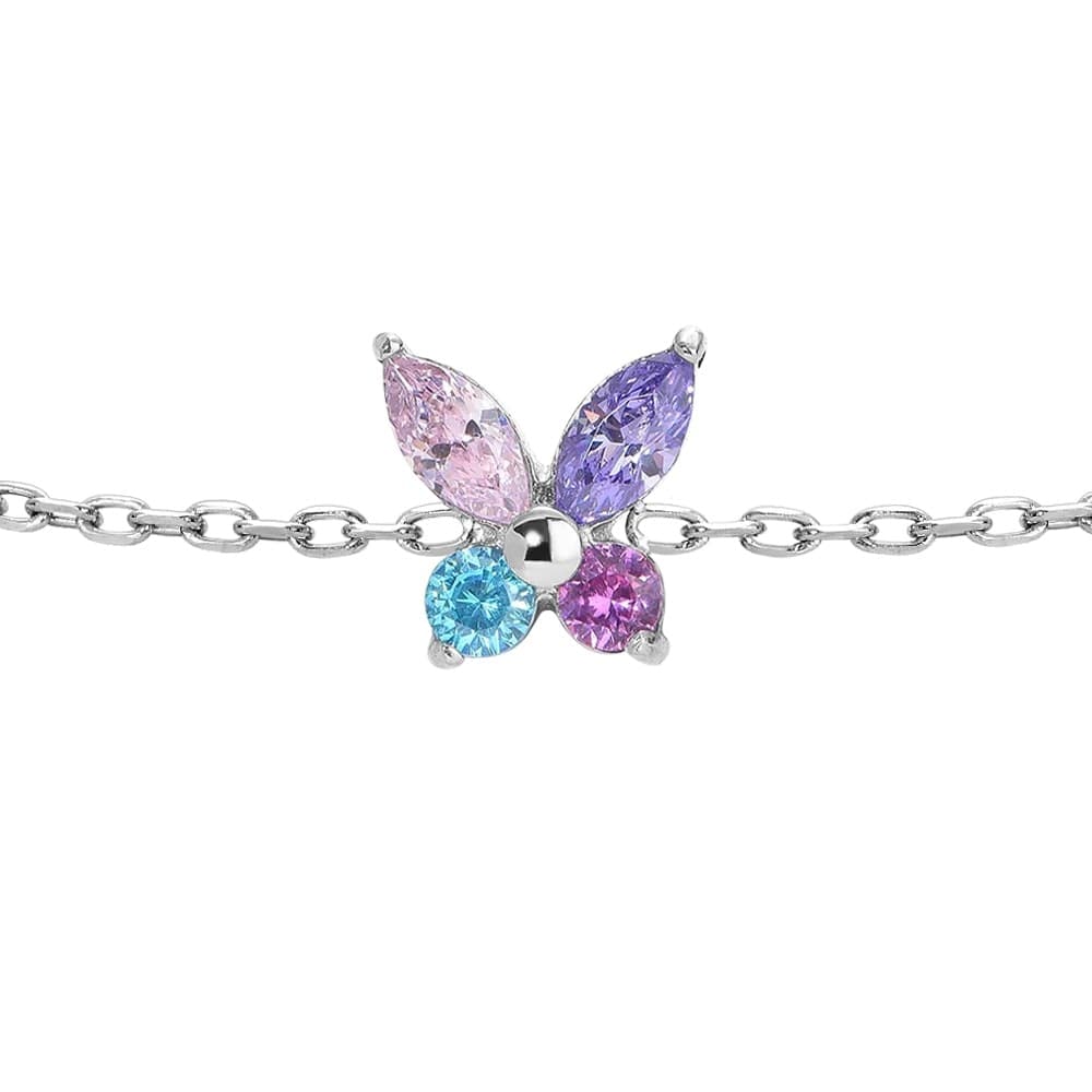 LUCA BARRA - BRACCIALE BAMBINA IN ACCIAIO CON FARFALLA CON ZIRCONI MULTICOLOR - 2
