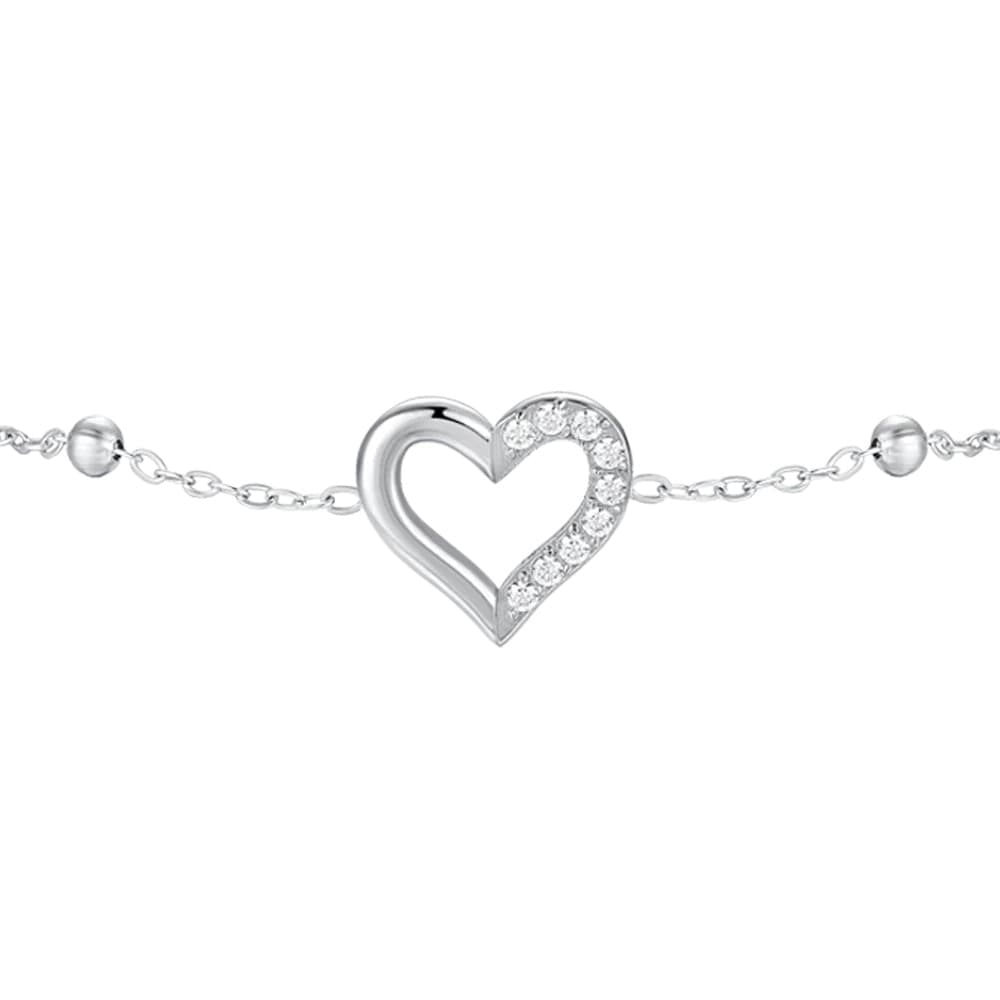 LUCA BARRA  - BRACCIALE DONNA IN ACCIAIO CON CUORE E PUNTI LUCE DI ZIRCONE BIANCO - 2