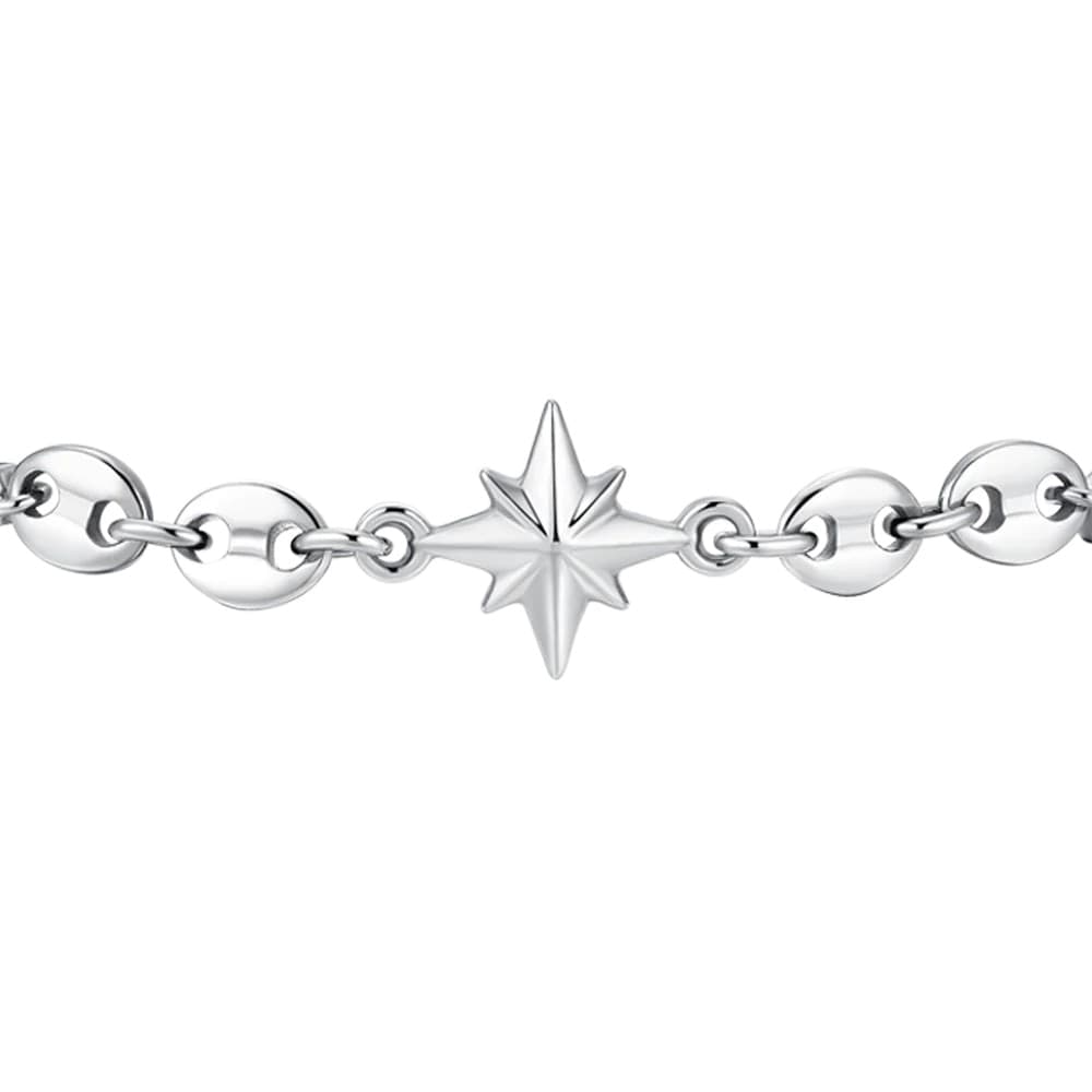 LUCA BARRA  -   BRACCIALE UOMO IN ACCIAIO CON ROSA DEI VENTI ED ELEMENTI IN ACCIAIO - 2