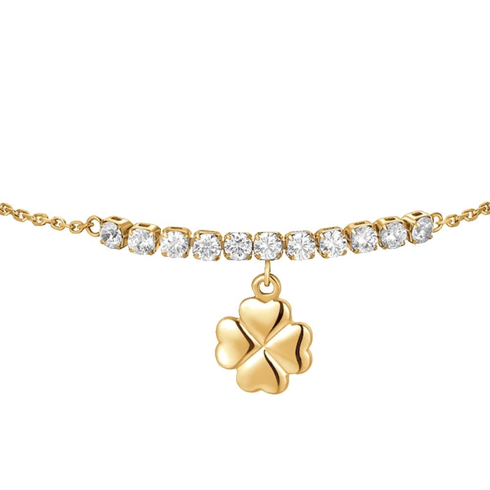 LUCA BARRA  - BRACCIALE DONNA IN ACCIAIO IP GOLD CON QUADRIFOGLIO E ZIRCONI BIANCHI - 2