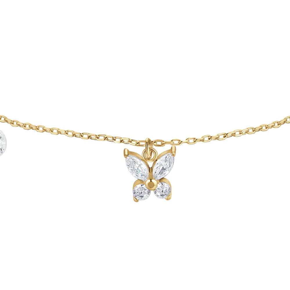 LUCA BARRA  -   BRACCIALE DONNA IN ACCIAIO COLORE ORO CON PENDENTE FARFALLA ED ALI ZIRCONE BIANC - 2