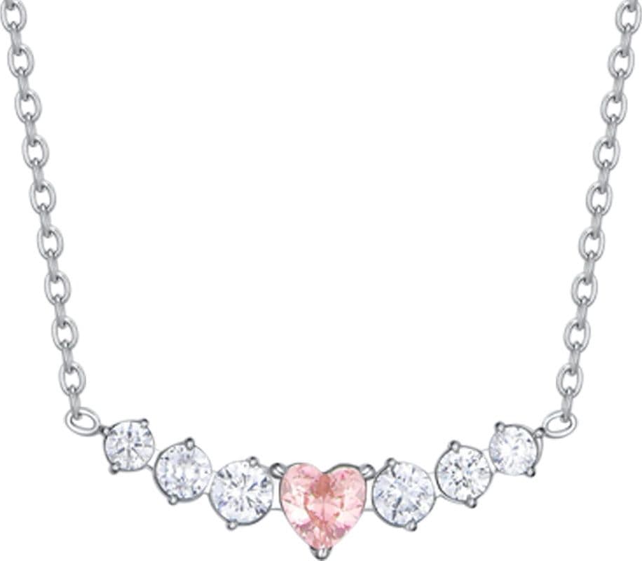 Luca Barra -  COLLANA DONNA IN ACCIAIO CON CUORE ROSA E CRISTALLI BIANCHI - 2