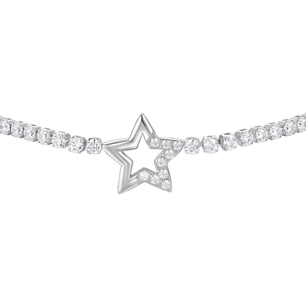 LUCA BARRA  - BRACCIALE TENNIS DONNA IN ACCIAIO CON STELLA E PUNTI LUCE CON ZIRCONI BIANCHI - 2