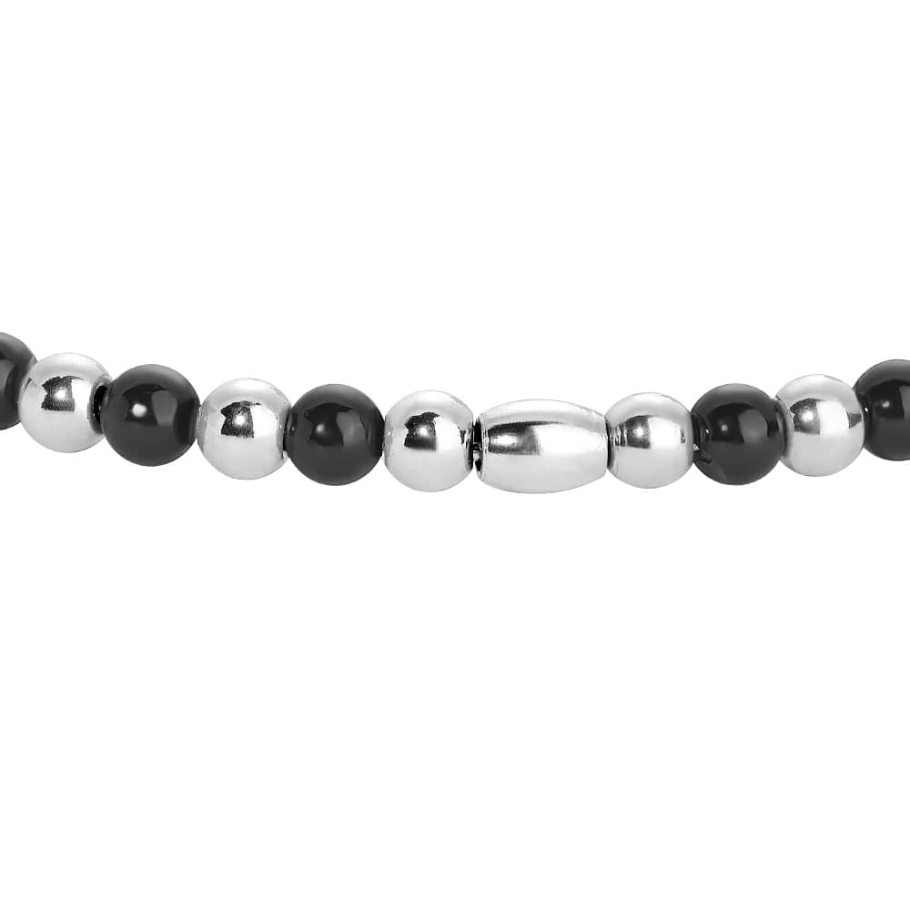 LUCA BARRA - BRACCIALE BAMBINO IN ACCIAIO CON SFERE ED AGATA NERA - 2