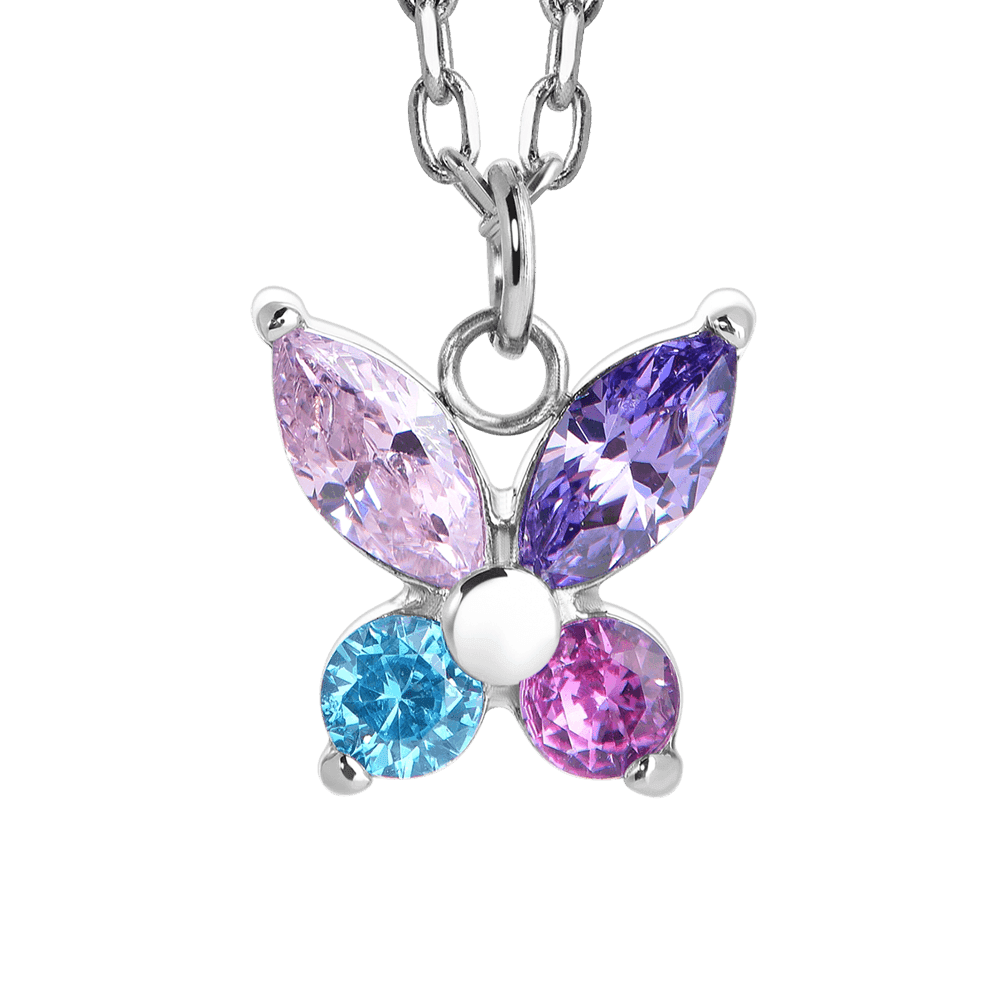 LUCA BARRA - COLLANA BAMBINA IN ACCIAIO CON FARFALLA CON ZIRCONI MULTICOLOR - 2