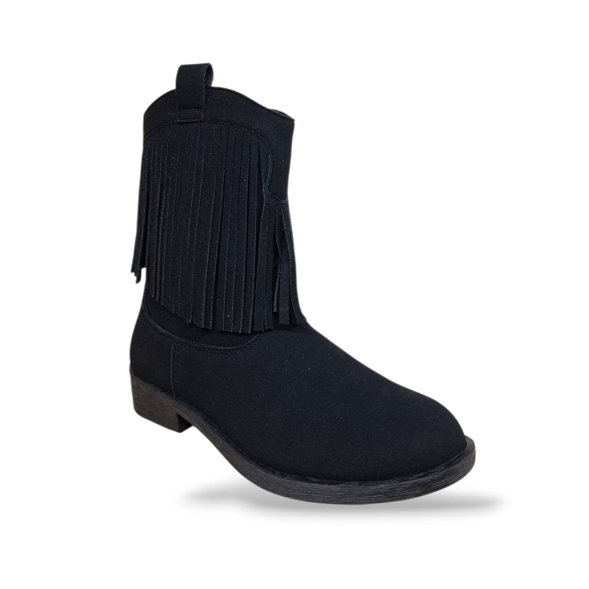 A.S.S.O. KALY Stivaletto Camperos con Frange Bambine e Ragazze Nero | Zip Laterale Suede Crosta Western Boho | Taglie 31-40 | Scarpetteria Gica - 2