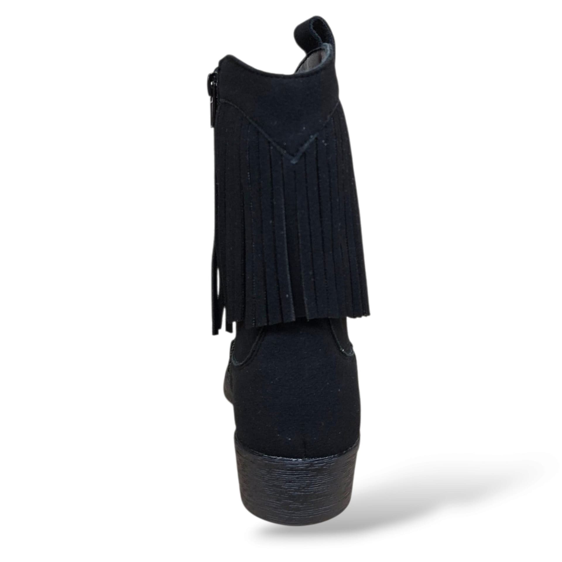 A.S.S.O. KALY Stivaletto Camperos con Frange Bambine e Ragazze Nero | Zip Laterale Suede Crosta Western Boho | Taglie 31-40 | Scarpetteria Gica - 3