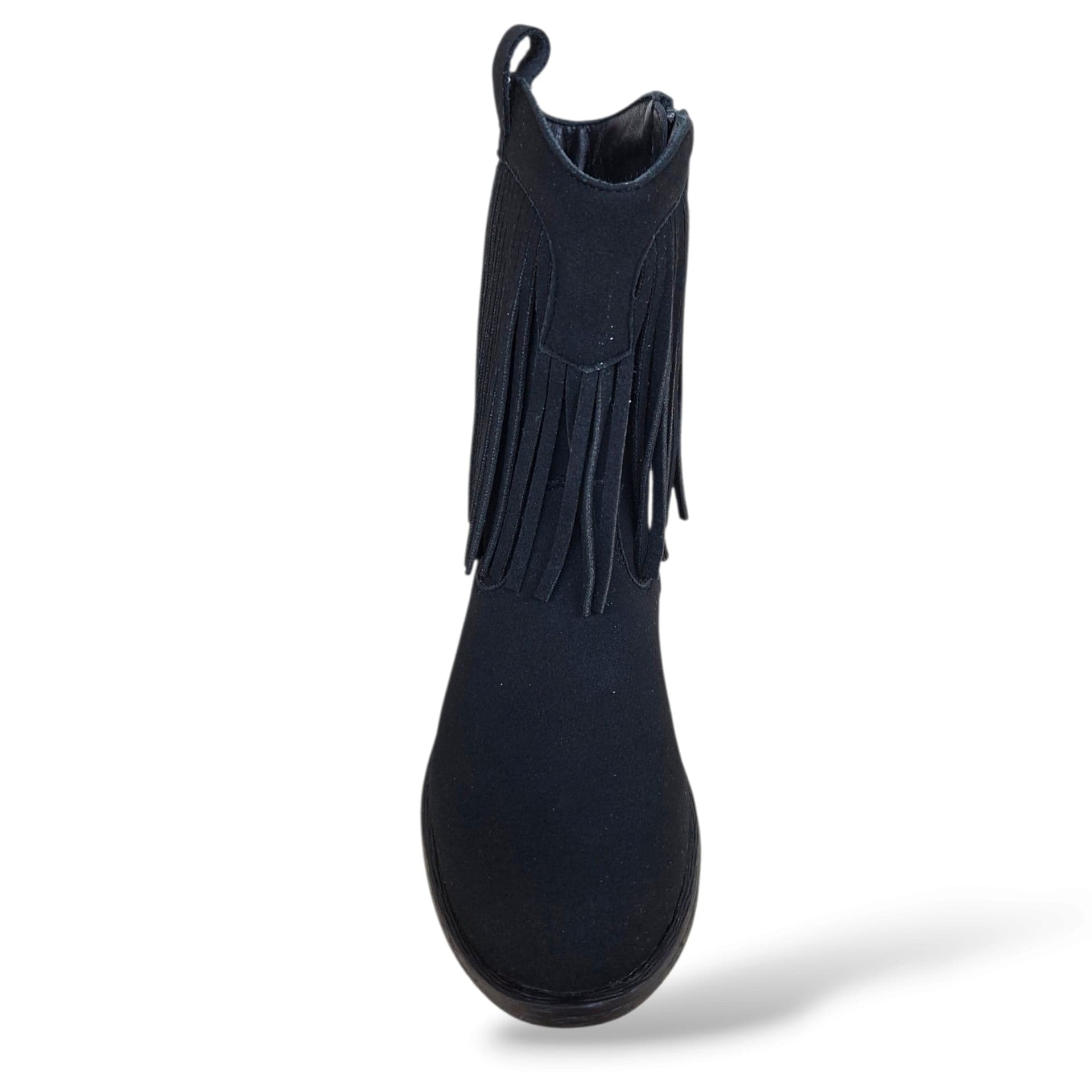 A.S.S.O. KALY Stivaletto Camperos con Frange Bambine e Ragazze Nero | Zip Laterale Suede Crosta Western Boho | Taglie 31-40 | Scarpetteria Gica - 4