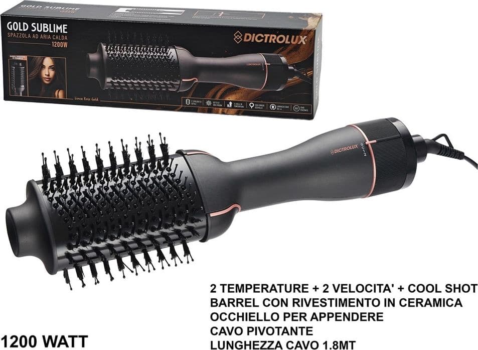 SPAZZOLA PER CAPELLI 2IN1 AD ARIA CALDA 1200 WATT BARREL CON RIVESTIMENTO IN CERAMICA - 2