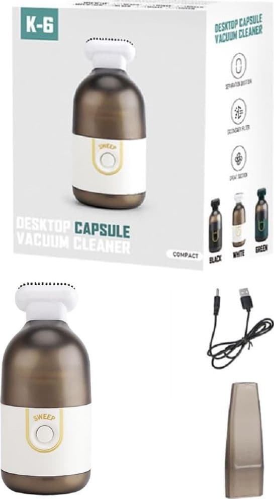 MINI ASPIRAPOLVERE DA SCRIVANIA PORTATILE SENZA FILI RICARICABILE PER PULIZIA BRICIOLE K-6 - 11