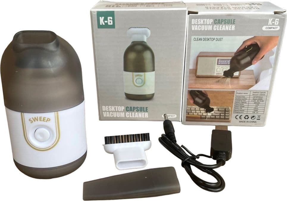MINI ASPIRAPOLVERE DA SCRIVANIA PORTATILE SENZA FILI RICARICABILE PER PULIZIA BRICIOLE K-6 - 3