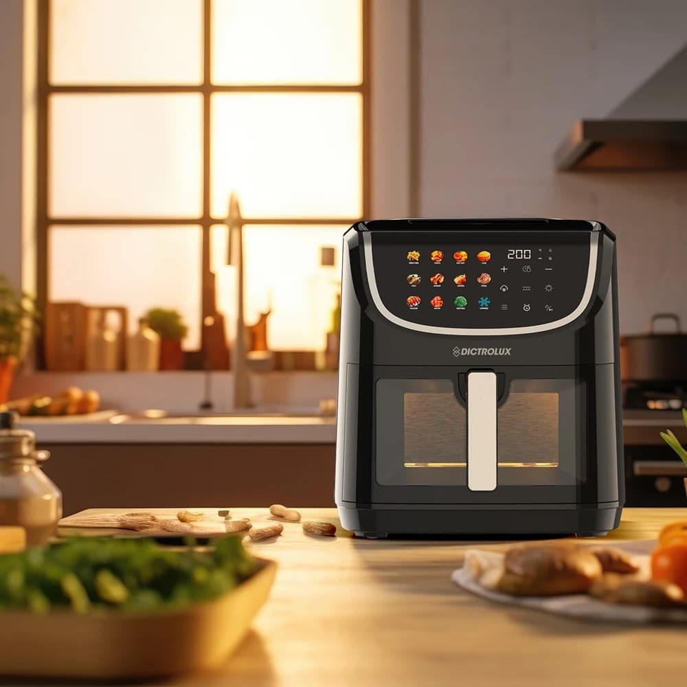 FRIGGITRICE AD ARIA 8LT 2200W FUNZIONE VAPORE GRILL CON LUCE DISPLAY LED DOPPIA RESISTENZA - 3