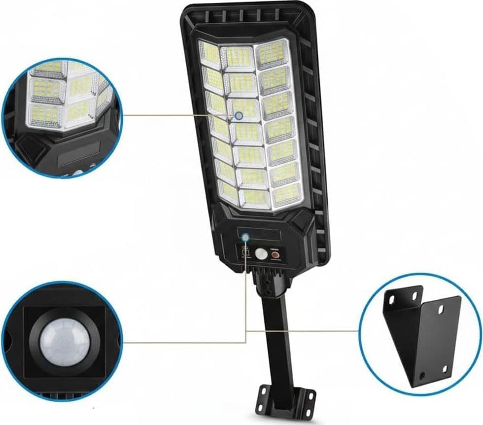 LAMPIONE SOLARE CREPUSCOLARE 2000W 336LED 7200MAH SENSORE MOVIMENTO IP65 TELECOMANDO LE-471 - 5