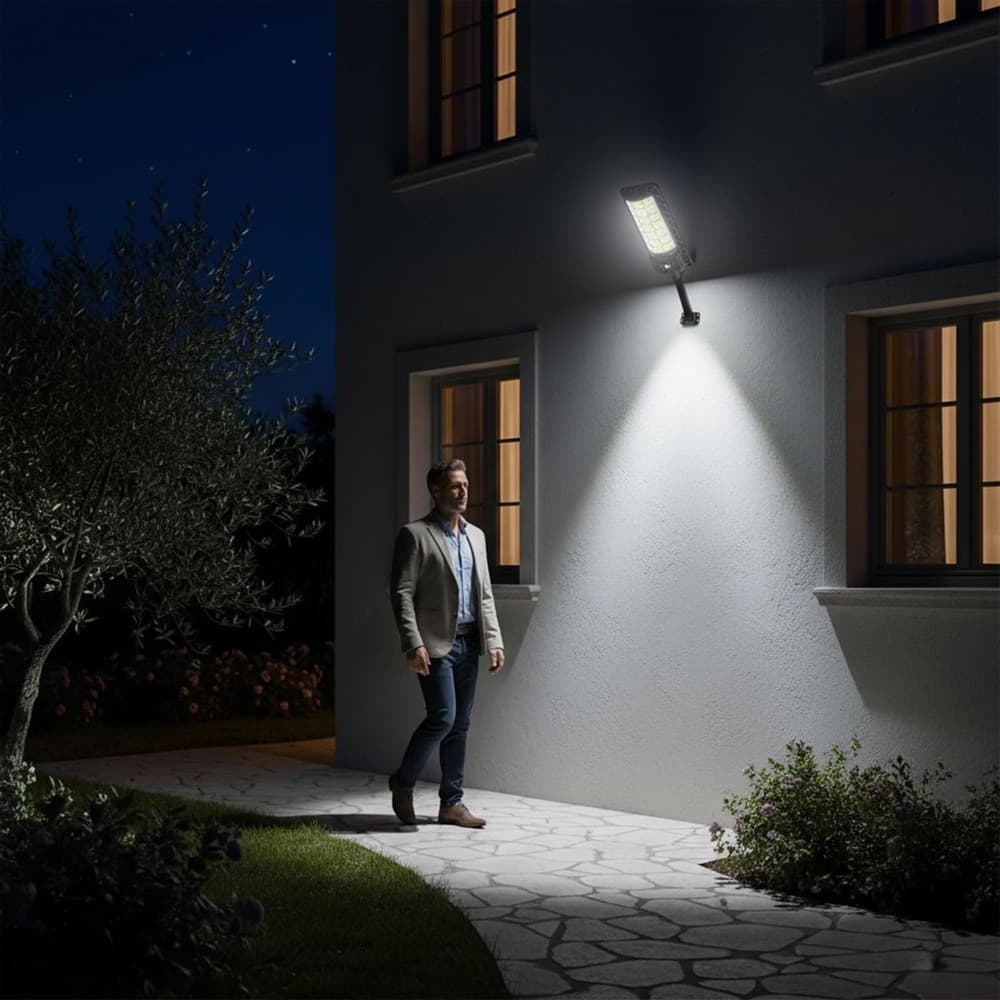 LAMPIONE SOLARE CREPUSCOLARE 1500W 240LED 4800MAH SENSORE MOVIMENTO IP65 TELECOMANDO LE-470 - 5