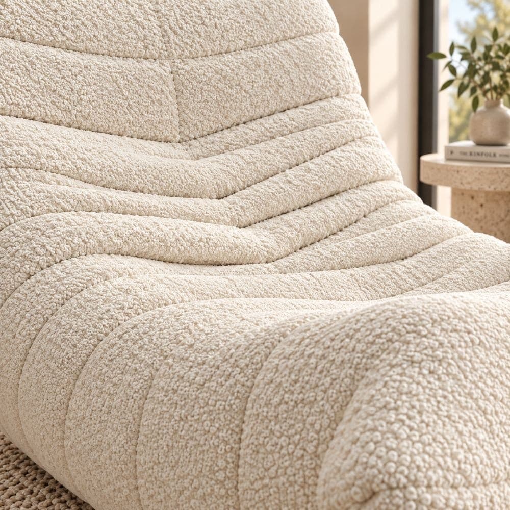 Poltrona Mask in Bouclé Bianco 103 cm - 3
