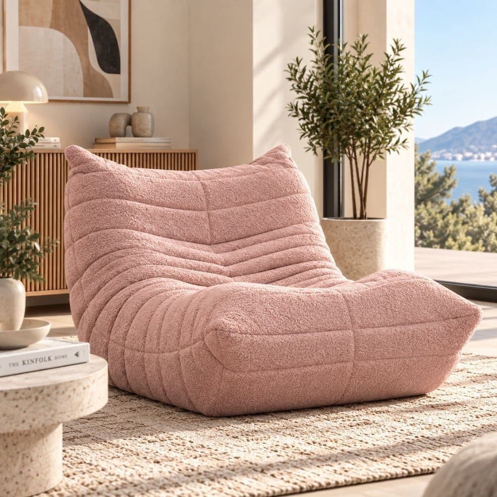 Poltrona Mask in Bouclé Rosa 103 cm