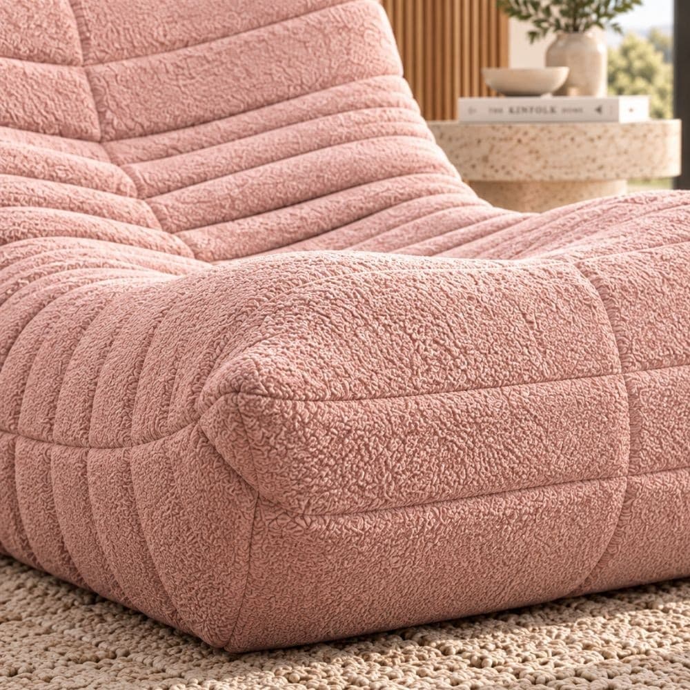 Poltrona Mask in Bouclé Rosa 103 cm - 3