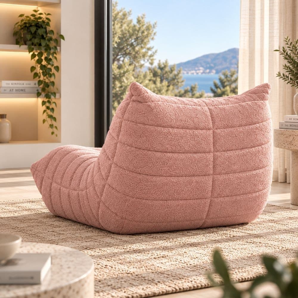 Poltrona Mask in Bouclé Rosa 103 cm - 5