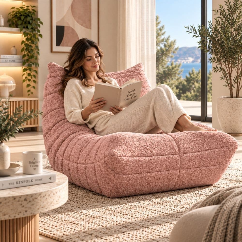 Poltrona Mask in Bouclé Rosa 103 cm - 7
