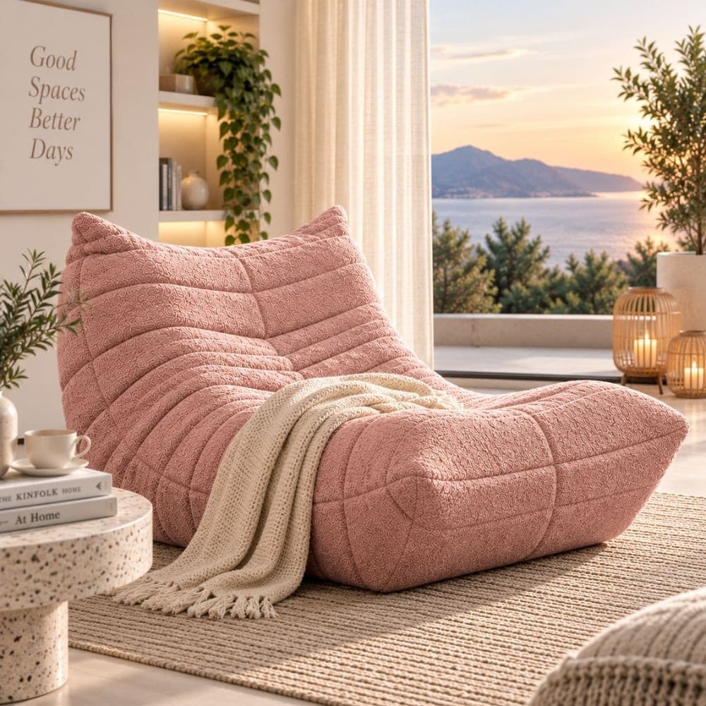 Poltrona Mask in Bouclé Rosa 103 cm - 8