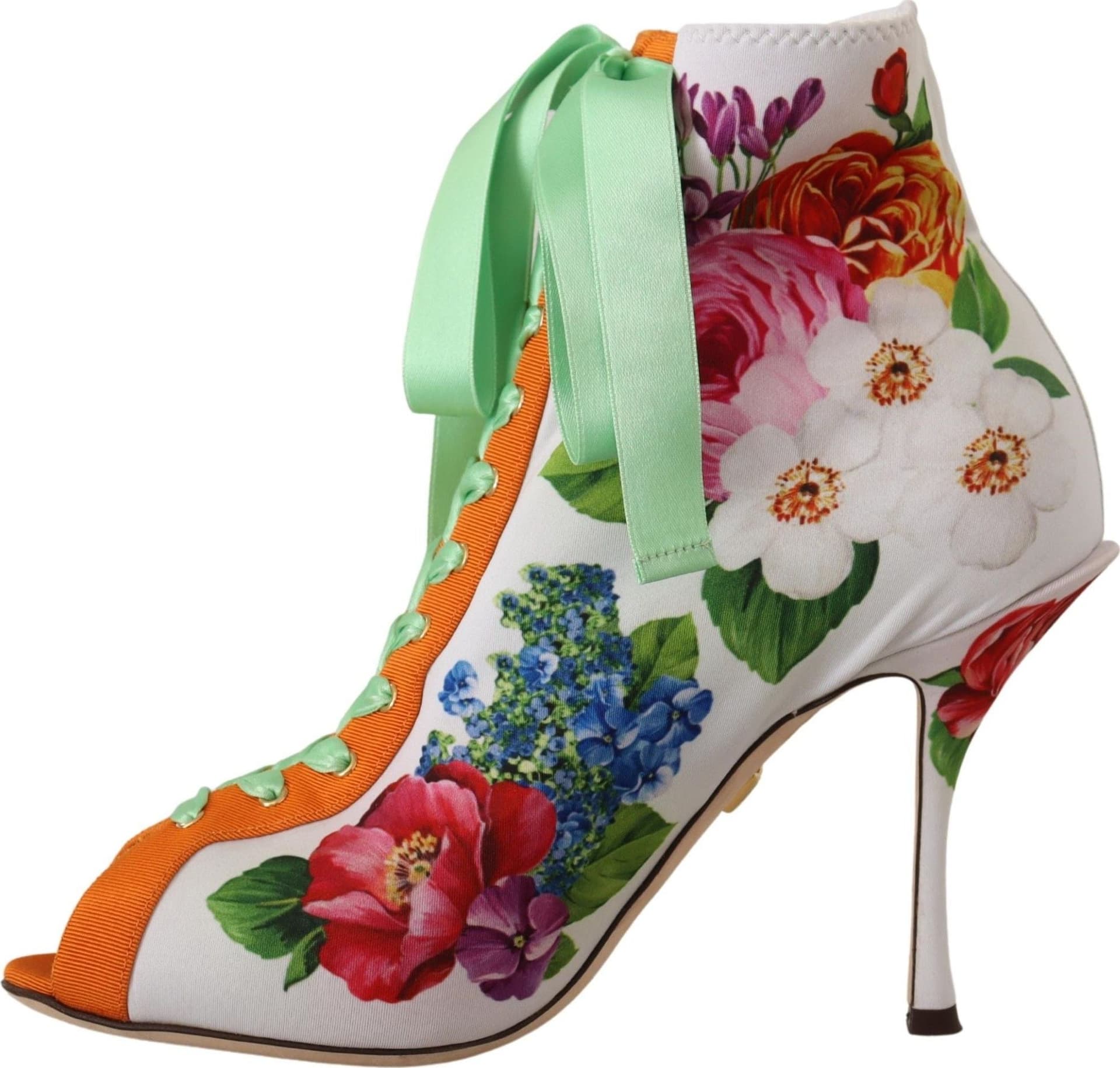 Dolce & Gabbana White Jersey Stretch Boots Open Toes Heels Shoes - 2