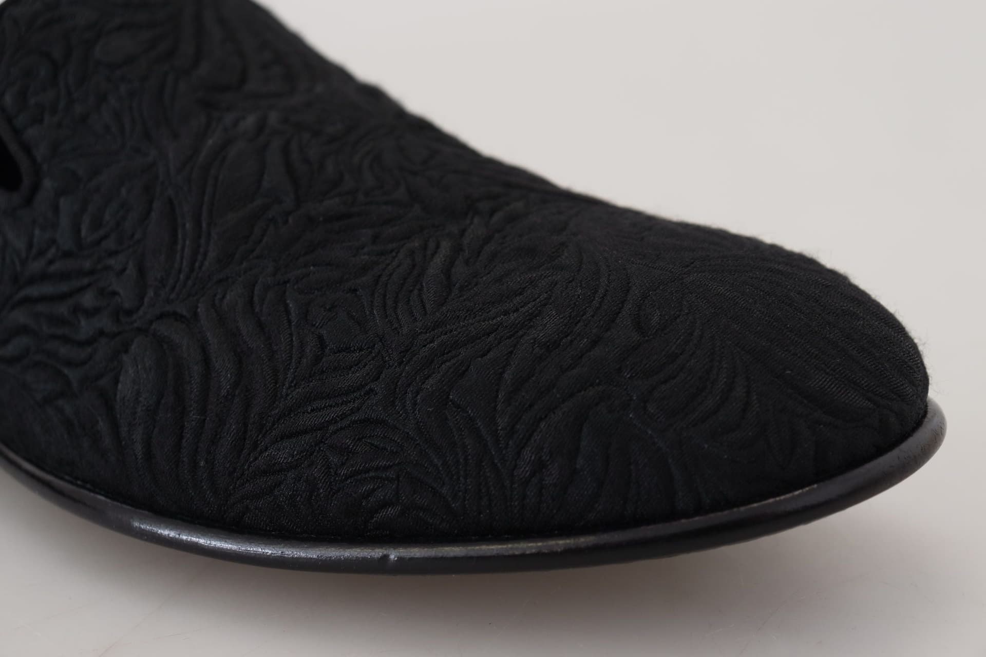Dolce & Gabbana Black Floral Jacquard Slippers Loafers Shoes - 8
