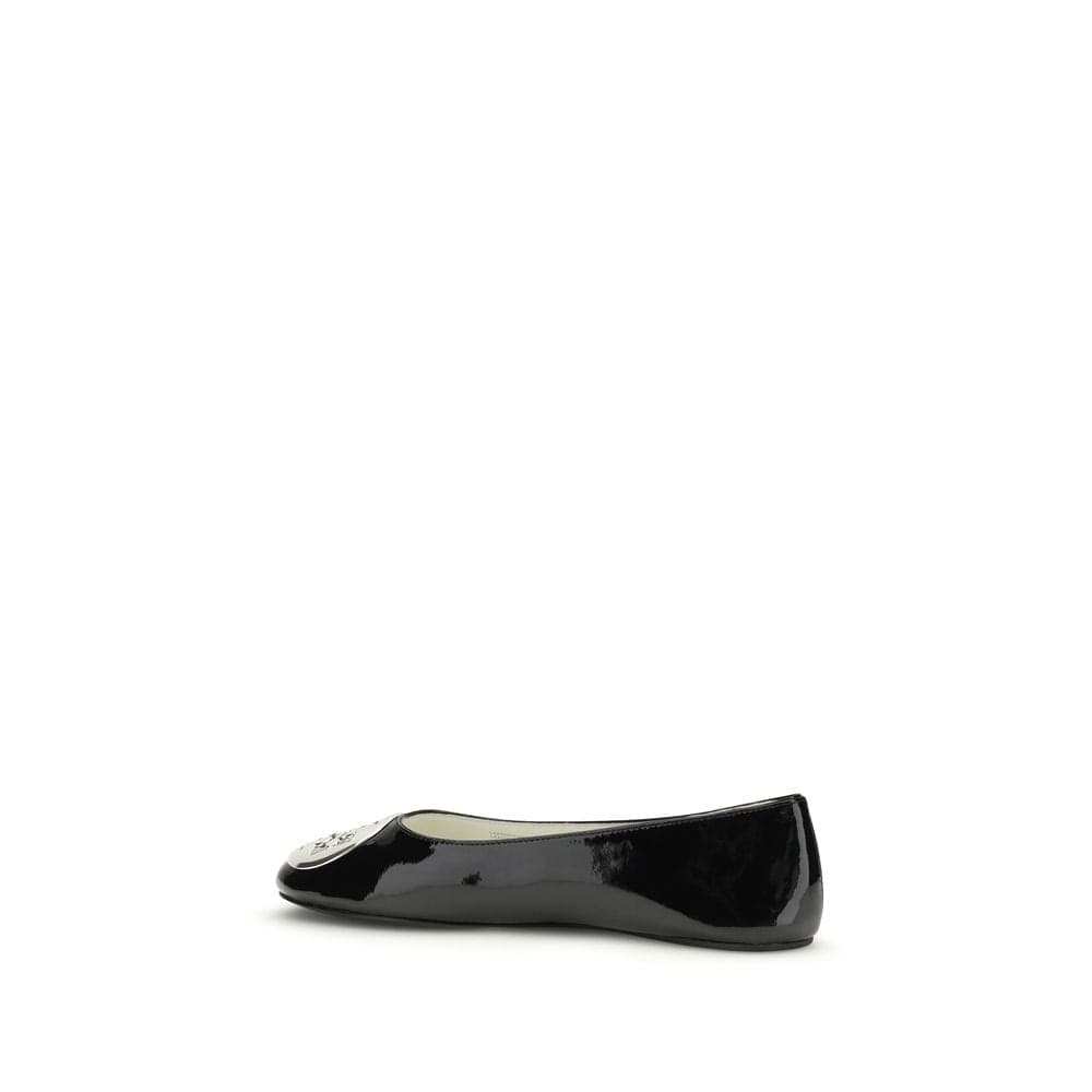 Tory Burch Black Calf Leather Bos Taurus Ballet Flats - 3
