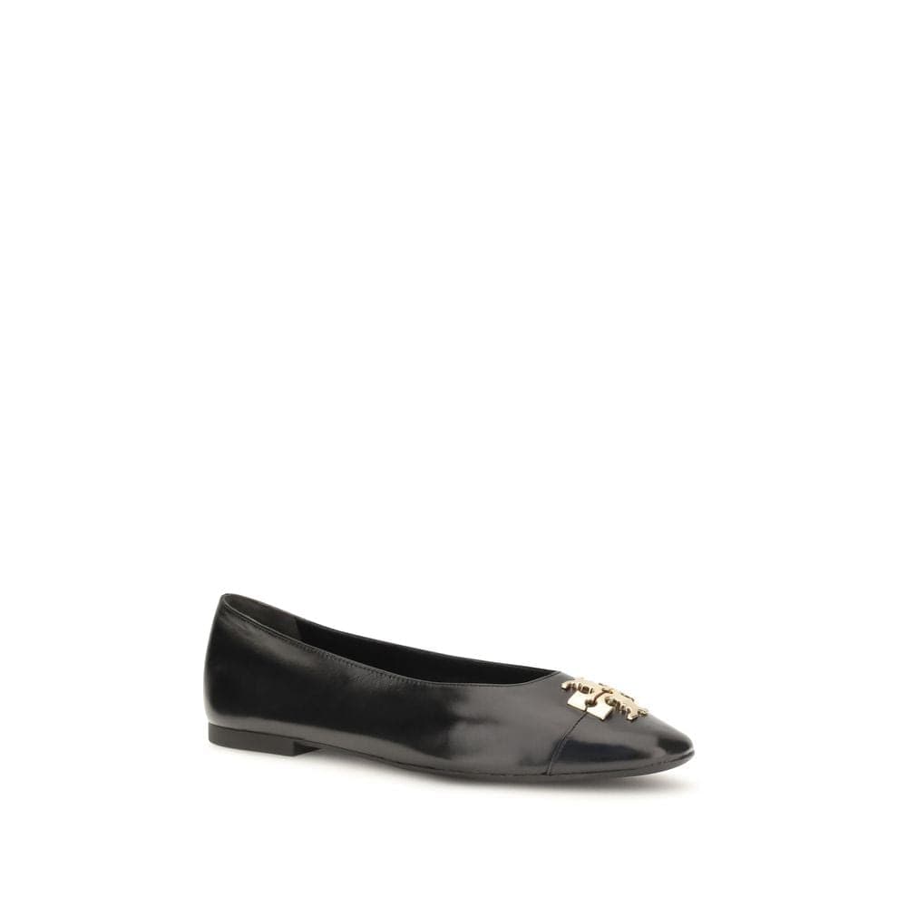 Tory Burch Black Calf Leather Bos Taurus Ballet Flats - 2
