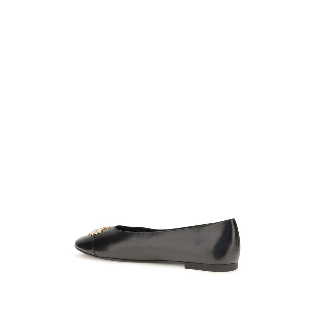 Tory Burch Black Calf Leather Bos Taurus Ballet Flats - 3