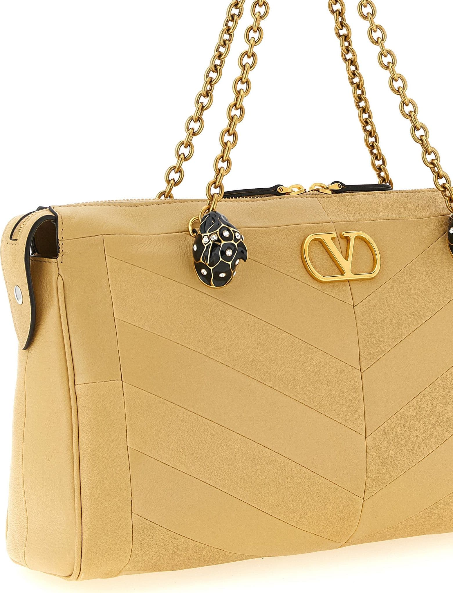Valentino Garavani Beige Lamb Leather Shoulder Bag - 3