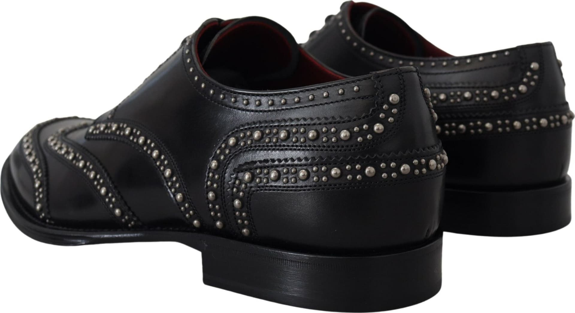 Dolce & Gabbana Black Leather Derby Dress Studded Shoes - 2