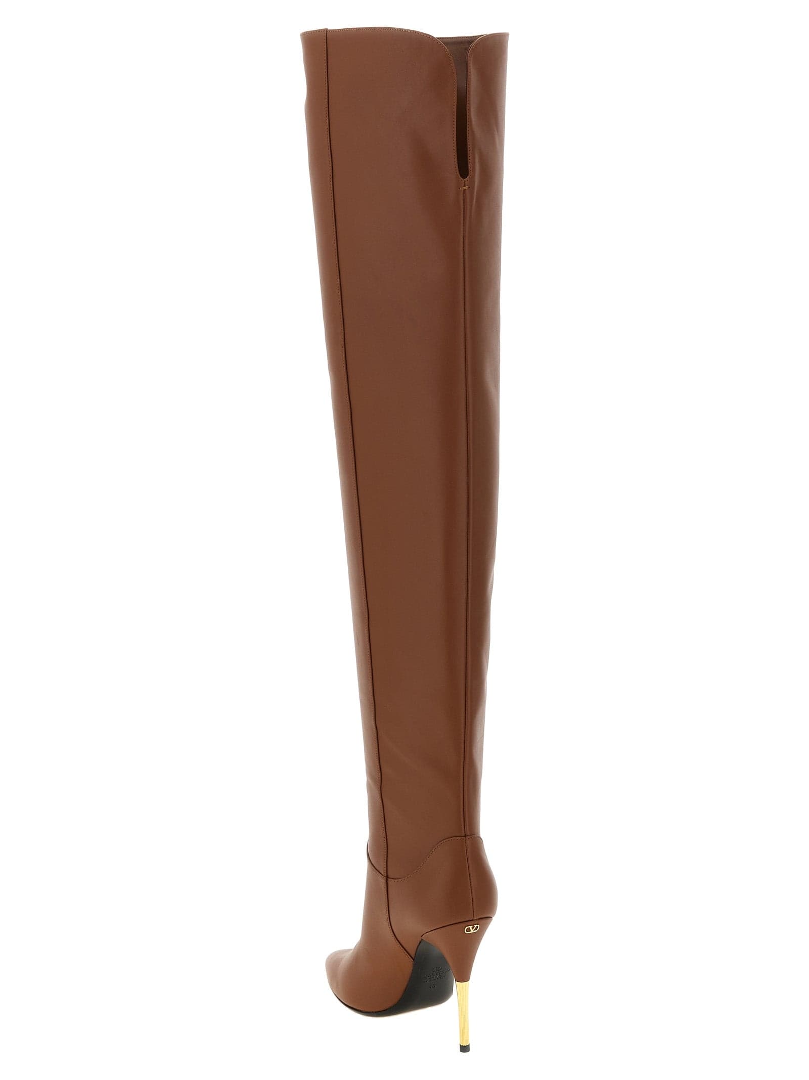 Valentino Garavani Brown Calfskin Over The Knee - 3