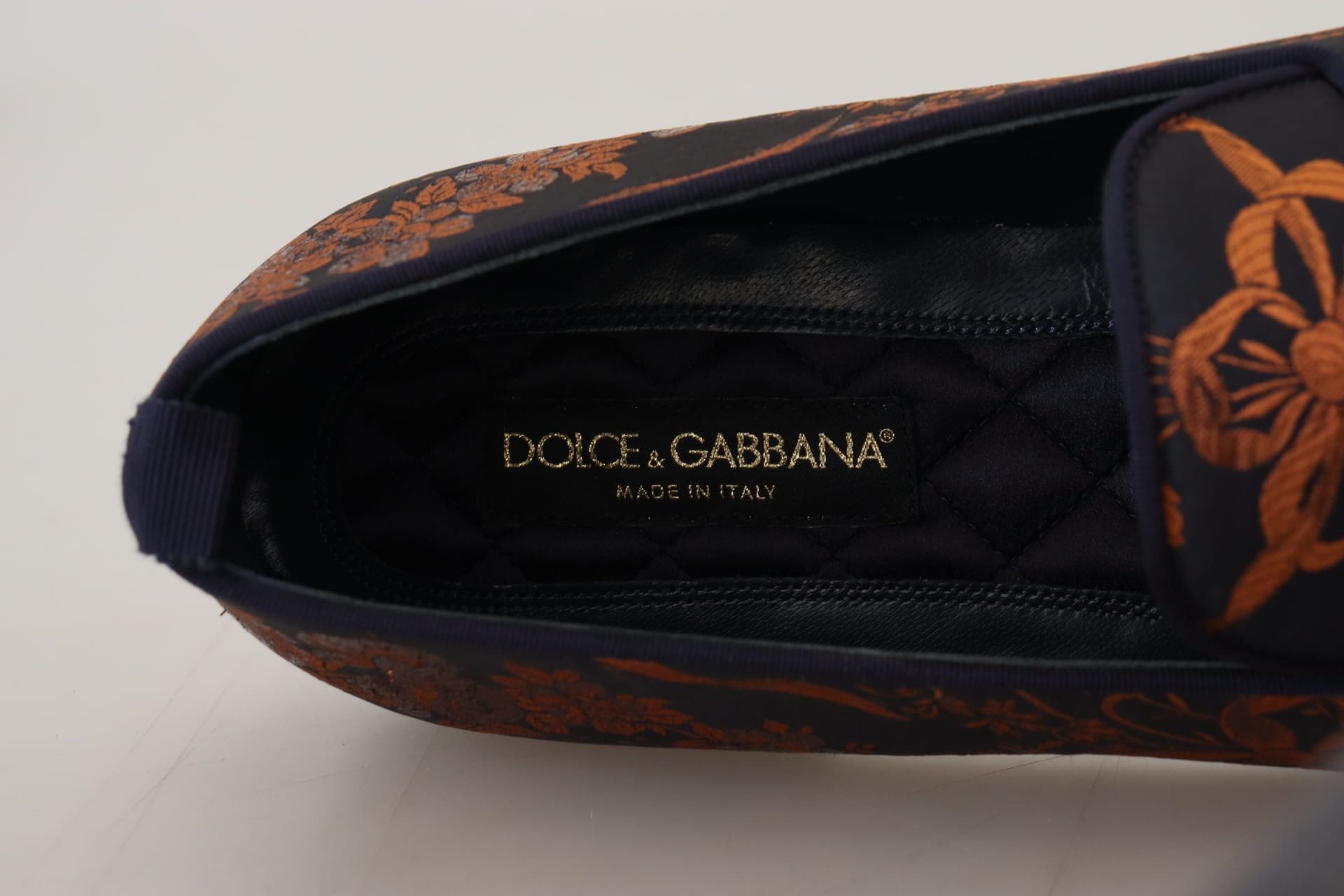 Dolce & Gabbana Blue Rust Floral Slippers Loafers Shoes - 8