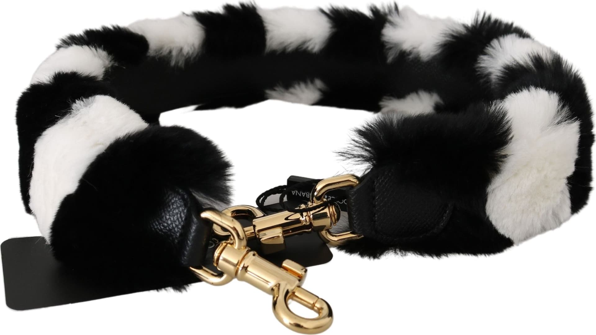 Dolce & Gabbana Black White Lapin Fur Accessory Shoulder Strap - 2