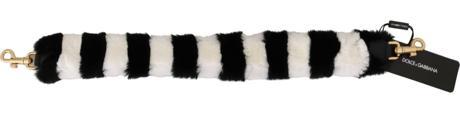 Dolce & Gabbana Black White Lapin Fur Accessory Shoulder Strap - 3