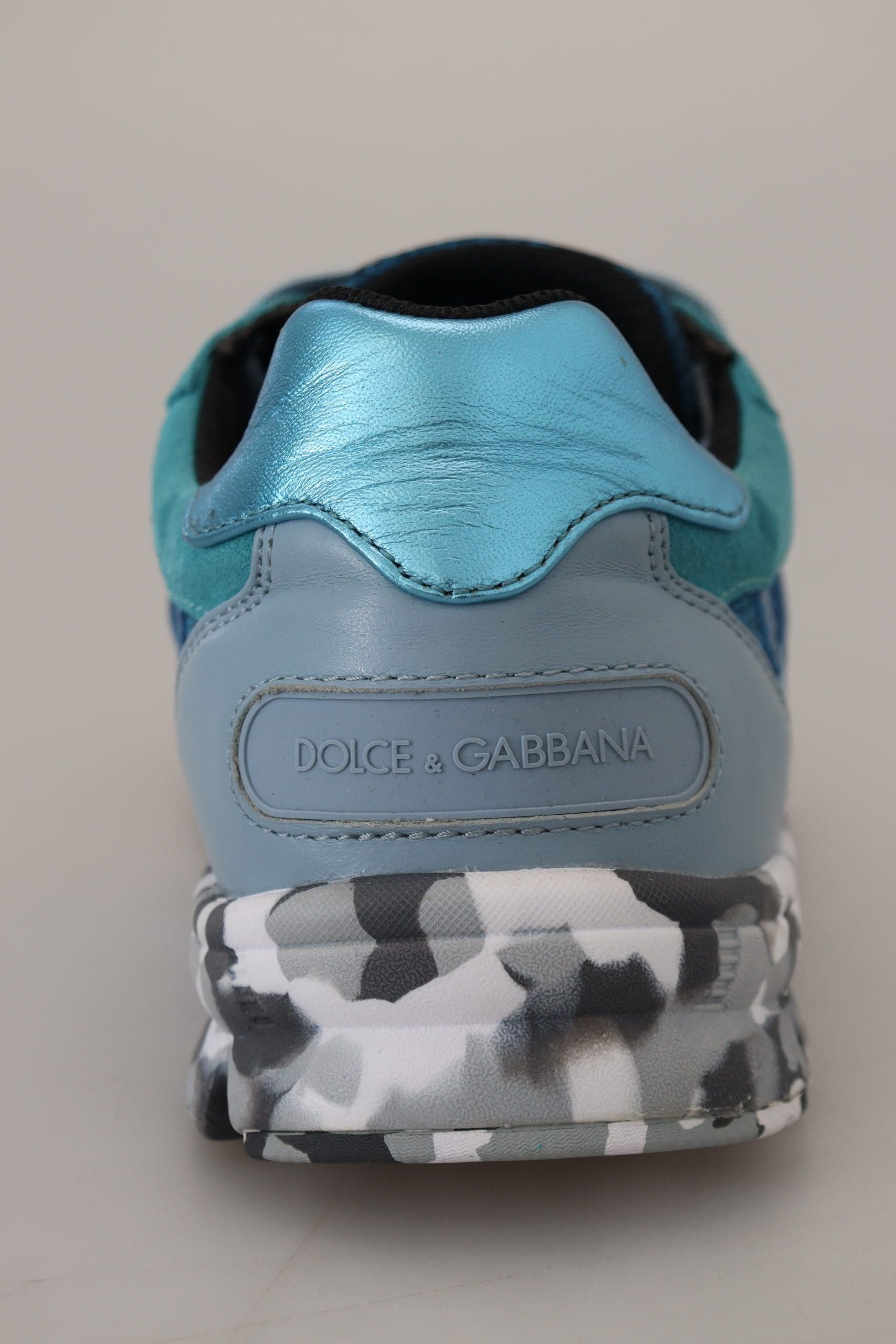 Dolce & Gabbana Blue Gray Leather Sport Low Top Sneakers - 8