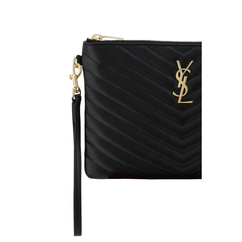 Saint Laurent Black Calf Leather Bos Taurus Clutch Bag - 3