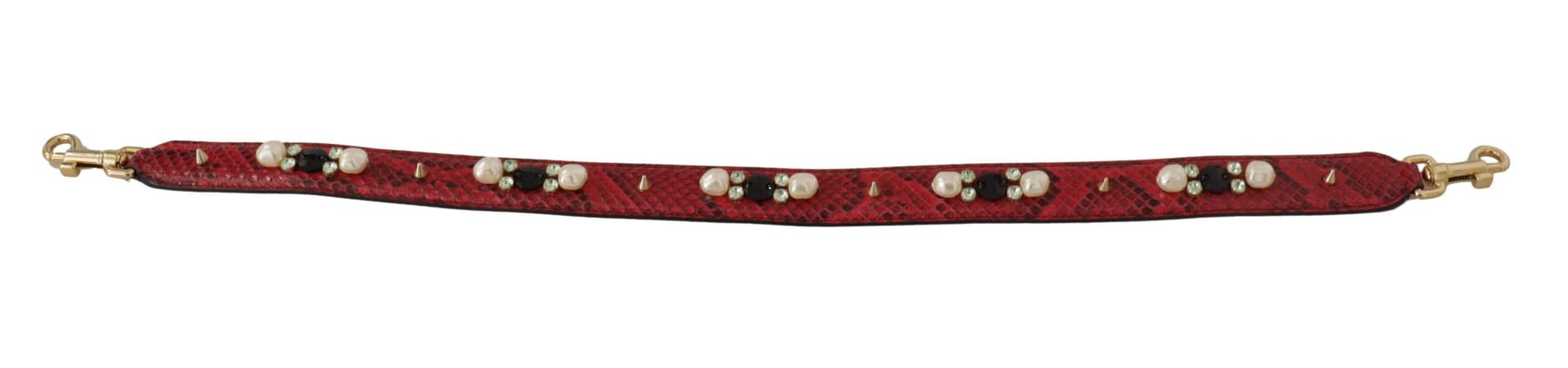 Dolce & Gabbana Red Exotic Leather Crystals Bag Shoulder Strap - 5