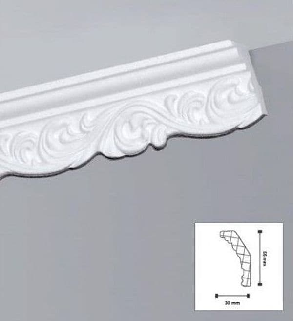 €1,29ml *** STOCK ***. Pacco da 114ml di cornice decorativa in polistirene compatto XPS 55X30x2000 LD40G - 2